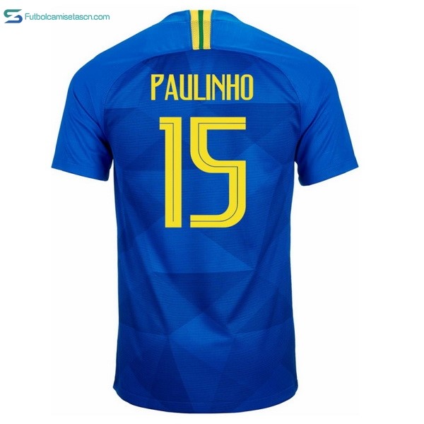 Camiseta Brasil 2ª Paulinho 2018 Azul